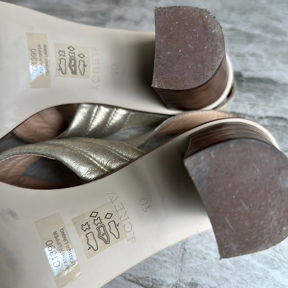 J Crew Metallic Marcie Leather Gold Sandals - Picture 5 of 5